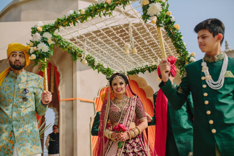 Entry of bride with foolon ki Chadar
