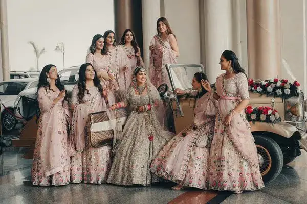 Gang of girls bride entry