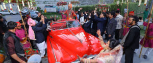 Vintage car for bride groom